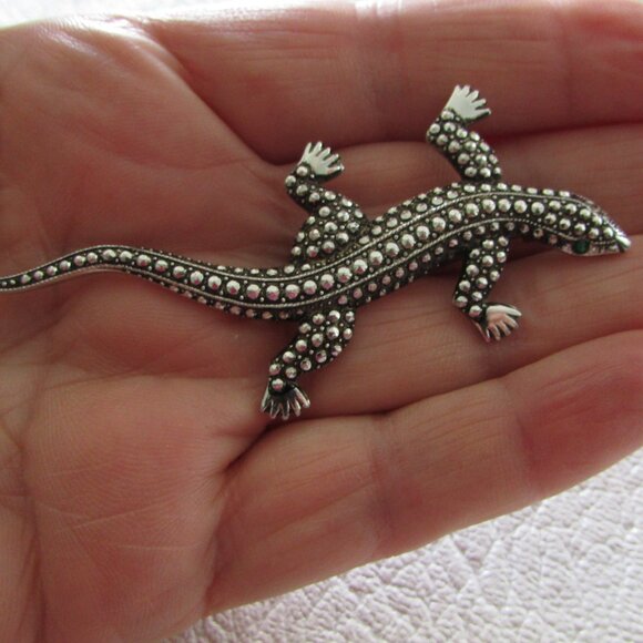 Lizard Marquisite Brooch - Vintage - Picture 6 of 6